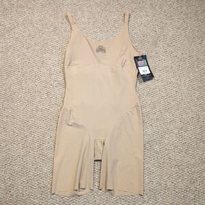 Maidenform Open Bust Body Shaper Firm Control Shapewear Bodysuit Beige Size XL